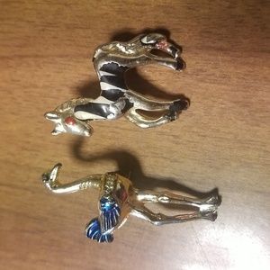 Vintage Zebra and Ostrich Pin lot